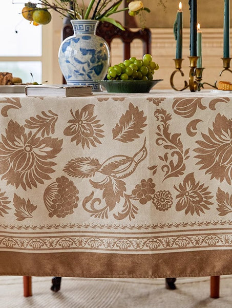 Large Modern Rectangle Tablecloth for Dining Table, Flower Pattern Table Covers for Round Table, Farmhouse Table Cloth for Oval Table, Square Tablecloth for Kitchen-Grace Painting Crafts