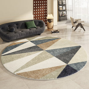 Abstract Contemporary Round Rugs, Modern Rugs for Dining Room, Geometric Modern Rugs for Bedroom, Modern Area Rugs under Coffee Table-Grace Painting Crafts