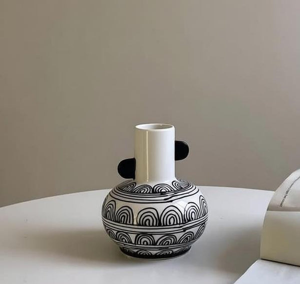 Geometric Porcelain Flower Vases, Handmade Water Holding Flower Vases, Ceramic Bud Vases, Small Flower Vases on Table-Grace Painting Crafts