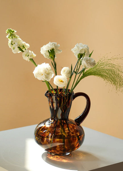 Handmade Modern Vases for Bedroom, Decorative Glass Vase, Mid Century Glass Vases, Centerpiece Contemporary Vases on Table, Modern Glass Vase for Flowers-Grace Painting Crafts