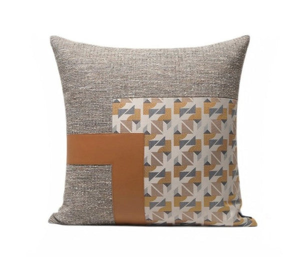 Modern Throw Pillows for Living Room, Large Simple Modern Pillows, Decorative Modern Sofa Pillows, Brown Orange Modern Throw Pillows for Couch-Grace Painting Crafts
