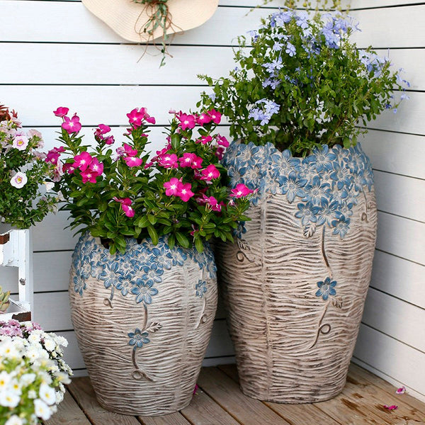 Extra Large Garden Flower Planters, Oversized Garden Flower Pot, Garden Ornaments, Large Resin Gardern Flower Planter, Modern Outdoor Garden Flower Pots-Grace Painting Crafts