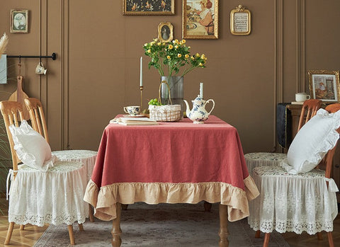 Red Modern Table Cloth, Ramie Tablecloth for Home Decoration, Square Tablecloth for Round Table, Extra Large Rectangle Tablecloth for Dining Room Table-Grace Painting Crafts