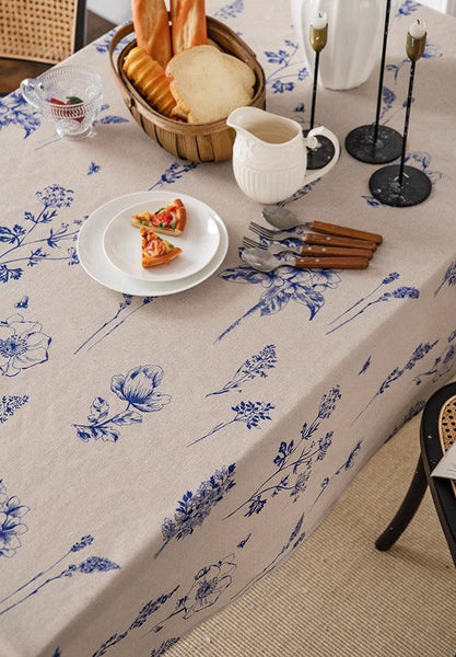 Dining Room Flower Table Cloths, Large Rectangular Table Covers for Kitchen, Farmhouse Table Cloth, Wedding Tablecloth, Square Tablecloth for Oval Table-Grace Painting Crafts