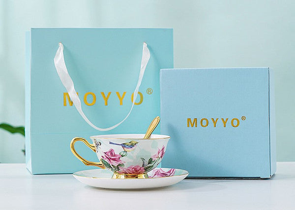 Unique Afternoon Tea Cups and Saucers in Gift Box, Royal Bone China Porcelain Tea Cup Set, Elegant Flower Pattern Ceramic Coffee Cups, Beautiful British Tea Cups-Grace Painting Crafts