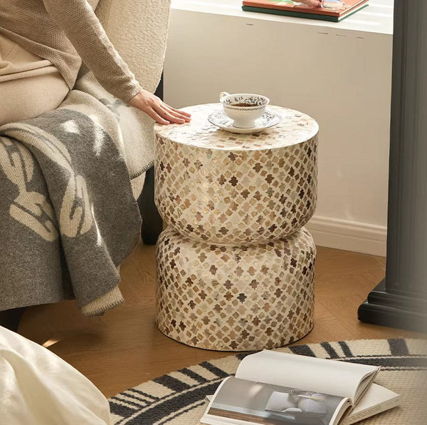 Modern Side Table, Contemporary Bedside Table, Bedside Small Side Table, Elegant Small End Table, Creative Coffee Table, Contemporary Side Table, Portable Casual Side Table, Shell Small Sofa Side Table-Grace Painting Crafts
