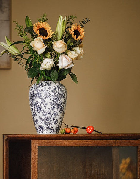 Porcelain Flower Vases, Modern Ceramic Bouquet Vases, Centerpiece on Dining Table, Flower Vase on Table, Handmade Water Holding Flower Vases-Grace Painting Crafts