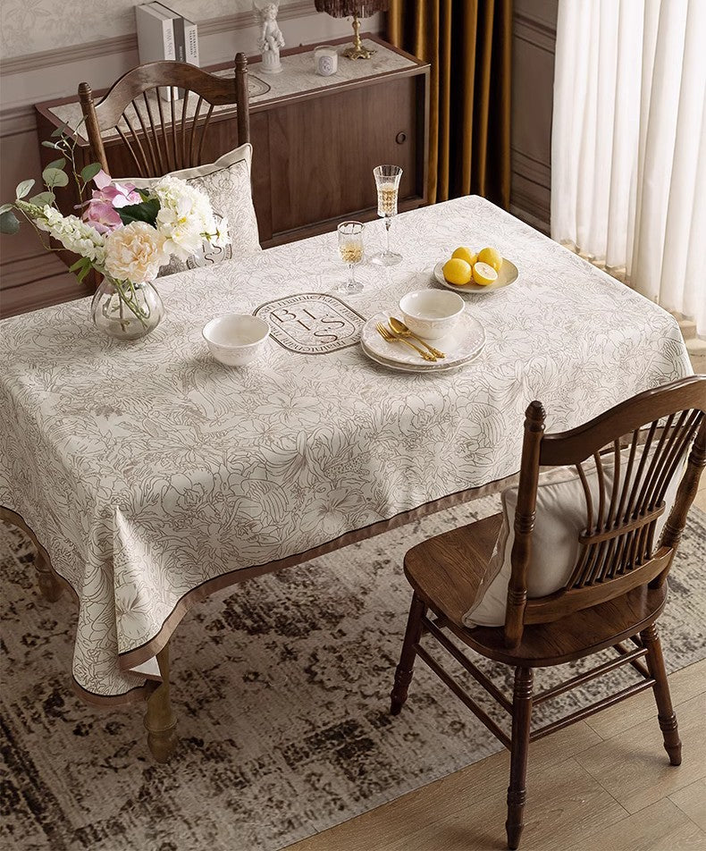 French Style Tablecloth for Dining Table, Beautiful Table Cover for Dining Room Table, Modern Rectangle Tablecloth for Oval Table-Grace Painting Crafts