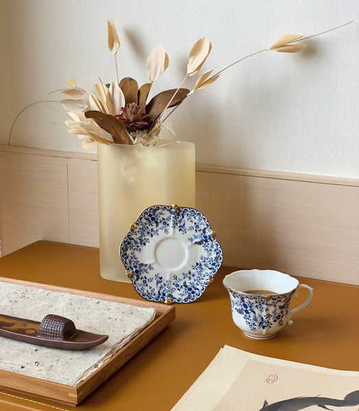 French Style China Porcelain Tea Cup Saucer Set, 7.8 oz Tea Cup and Saucers, Royal Ceramic Cups, Elegant Vintage Ceramic Coffee Cups for Traditional Afternoon Tea-Grace Painting Crafts
