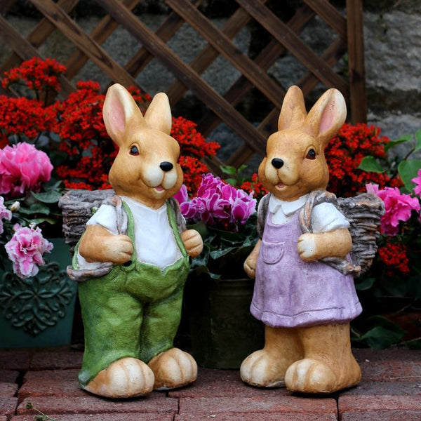 Garden Animal Statues, Large Garden Statues, Large Rabbit Statue for Garden, Bunny Flower Pot, Garden Ornament, Gardening Decoration Ideas-Grace Painting Crafts