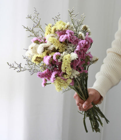 Flower Bunches, Dried Floral, Dried Flowers, A Bunch Dried Myosotis Flowers with Limoniums-Grace Painting Crafts