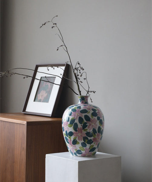 Centerpiece Ceramic Bouquet Vases, Contemporary Vases on Dining Table, Unique Handmade Modern Flower Vase, Large Porcelain Vases for Modern Home Decor-Grace Painting Crafts