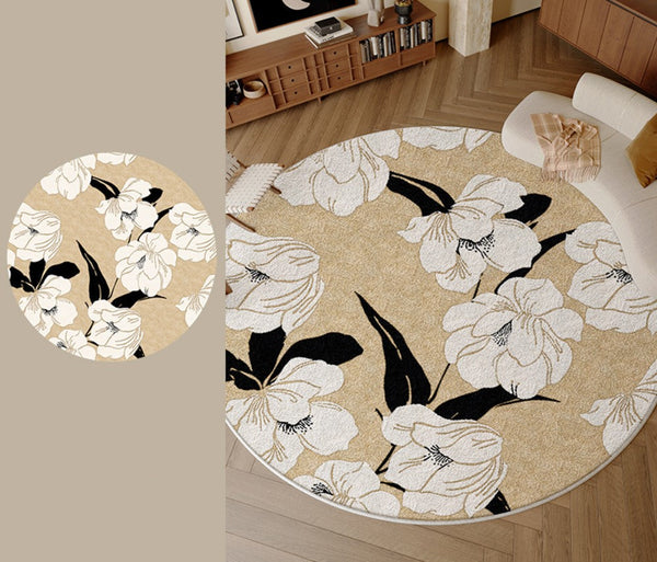 Bedroom Abstract Modern Area Rugs, Circular Modern Rugs under Chairs, Geometric Round Rugs for Dining Room, Contemporary Modern Rug for Living Room-Grace Painting Crafts