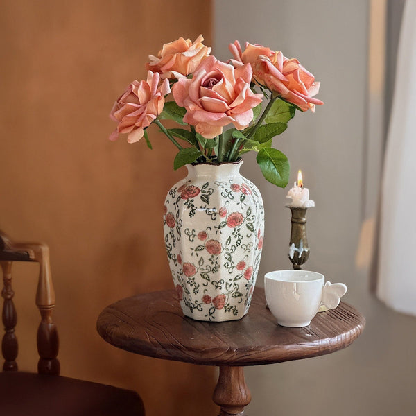 Ceramic Bouquet Vases, Tall Flower Vases on Table, Rustic Porcelain Flower Vases, Handmade Water Holding Flower Vases-Grace Painting Crafts