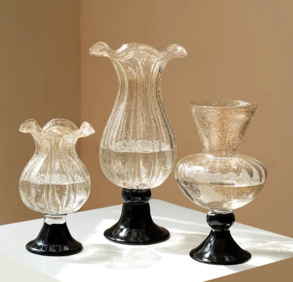 Mid Century Vases for Flowers, Contemporary Glass Vases, Handmade Modern Vases for Living Room, Unique Decorative Glass Vase, Centerpiece Vases on Table-Grace Painting Crafts