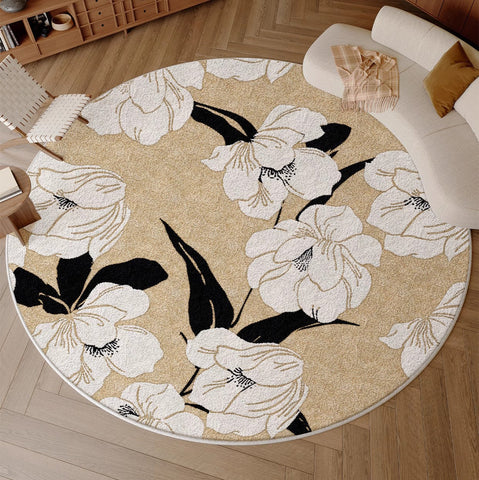 Bedroom Abstract Modern Area Rugs, Circular Modern Rugs under Chairs, Geometric Round Rugs for Dining Room, Contemporary Modern Rug for Living Room-Grace Painting Crafts