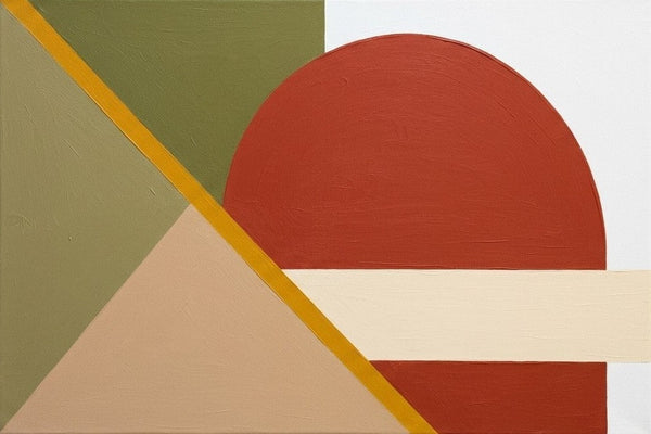 Rust Red, Olive Green, Light Camel Colors, Geometric Pattern Contemporary Artwork, Modern Abstract Paintings, Oversized Modern Canvas Wall Art-Grace Painting Crafts
