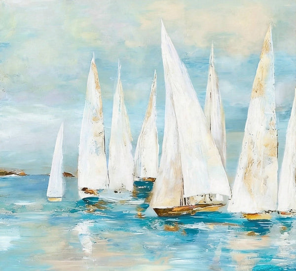 Small Acrylic Painting on Canvas, Original Abstract Paintings, Abstract Sail Boats Painting, Small Canvas Artwork, Hand Painted Canvas Art, Buy Small Paintings Online-Grace Painting Crafts