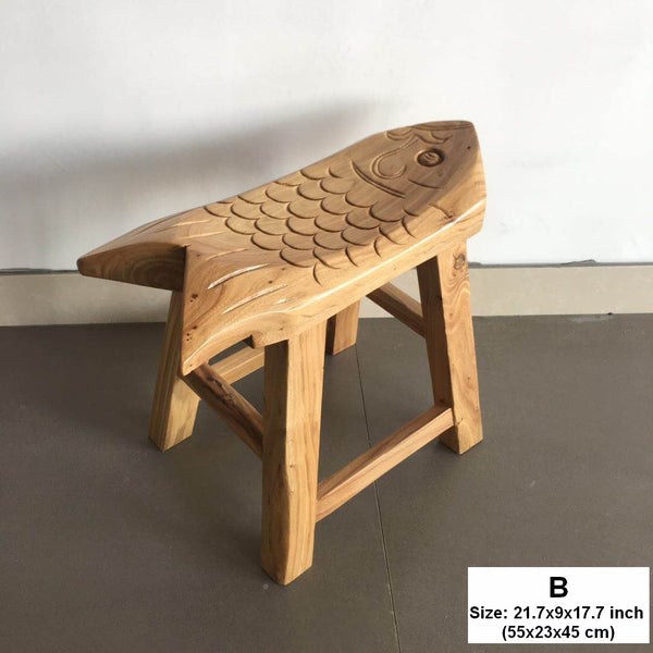 Handmade Solid Wood low Stool, Creative Shoe-changing Stool, Old Elm Wood Stool, Children's Wooden Stool, Sofa Stool, Dining Table Stool-Grace Painting Crafts