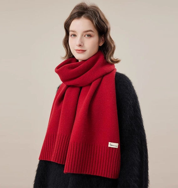 Fashion Designer Scarf, Cold Weather Scarf, Casual Scarf for Women, Red Winter Scarf, Modern Wool Scarf for Women, Soft Cashmere Scarf for Women-Grace Painting Crafts