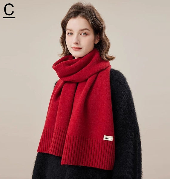 Casual Scarf for Women, Fashion Designer Scarf, Cold Weather Scarf, Red Winter Scarf, Modern Wool Scarf for Women, Soft Cashmere Scarf for Women-Grace Painting Crafts