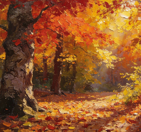 Small Wall Paintings, Autumn Woods, A Luminous Forest Landscape, Small Oil Paintings on Canvas, Original Artwork Small Paintings, Hand Painted Canvas Art, Heavy Texture Oil Paintings-Grace Painting Crafts