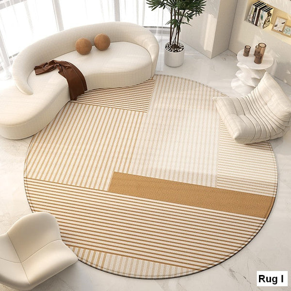 Bedroom Modern Round Rugs, Circular Modern Rugs under Chairs, Dining Room Contemporary Round Rugs, Geometric Modern Rug Ideas for Living Room-Grace Painting Crafts