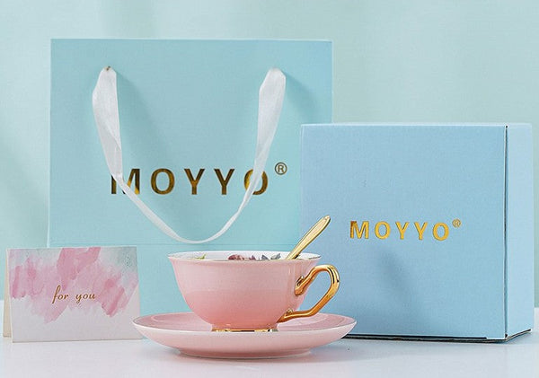 Royal Bone China Porcelain Tea Cup Set, Elegant Flower Pattern Ceramic Coffee Cups, Beautiful British Tea Cups, Unique Afternoon Tea Cups and Saucers in Gift Box-Grace Painting Crafts