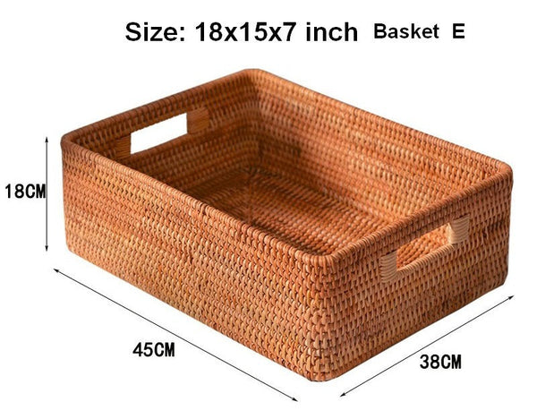 Storage Basket for Shelves, Large Rectangular Storage Baskets, Storage Baskets for Kitchen, Woven Rattan Storage Baskets for Bedroom-Grace Painting Crafts