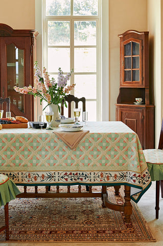 Rectangle Tablecloth for Dining Room Table, British Mid Century Fiberflax Tablecloth, Square Tablecloth for Coffee Table, Farmhouse Table Cloth, Wedding Tablecloth, Waterproof Tablecloth-Grace Painting Crafts
