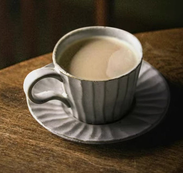 Unique Tea Cup and Saucer, Modern Tea Cup Set for Traditional Afternoon Tea, Handmade Pottery Coffee Cup, Creative Ceramic Coffee Cup with Saucer-Grace Painting Crafts