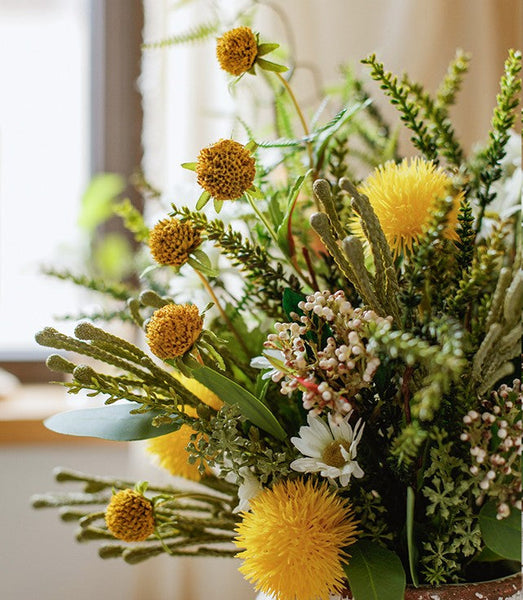 Beautiful Modern Artificial Flowers for Dining Room Table, Dandelion, Wheat Branch, Eucalyptus Globulus, Unique Flower Arrangement for Home Decoration-Grace Painting Crafts