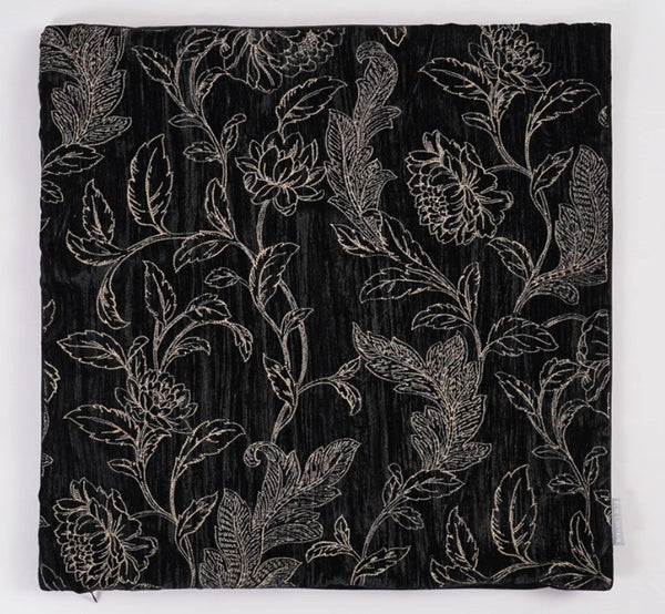 Contemporary Modern Sofa Pillows, Black Embroidery Flower Pattern Pillows for Couch, Decorative Throw Pillows for Bedroom, Large Modern Sofa Pillow for Dining Room-Grace Painting Crafts