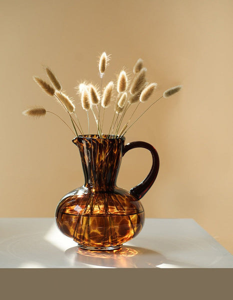 Mid Century Glass Vases, Centerpiece Contemporary Vases on Table, Handmade Modern Vases for Bedroom, Decorative Glass Vase, Modern Glass Vase for Flowers-Grace Painting Crafts