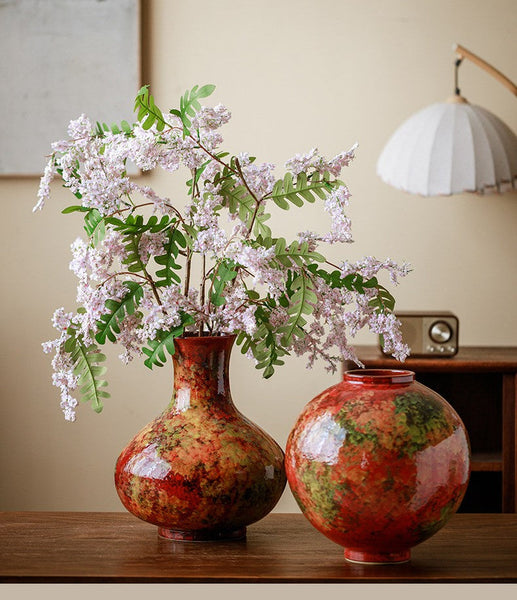 Large Pottery Flower Vases, Handmade Water Holding Flower Vases, Modern Bouquet Flower Vases, Centerpiece on Dining Table, Flower Vase on Table-Grace Painting Crafts