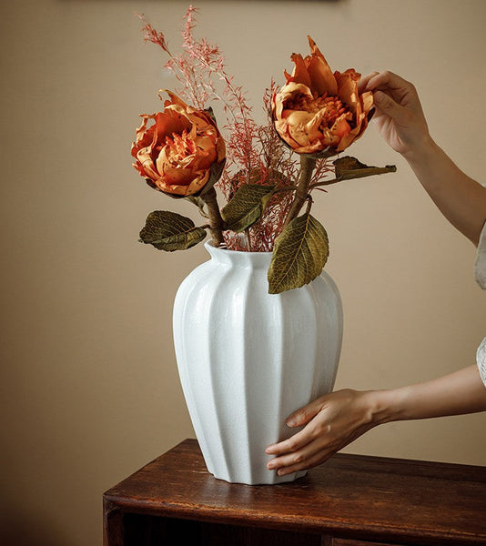 Large Flower Vases on Table, Centerpiece Ceramic Bud Vases, Porcelain Flower Vases, Handmade Water Holding Flower Vase-Grace Painting Crafts