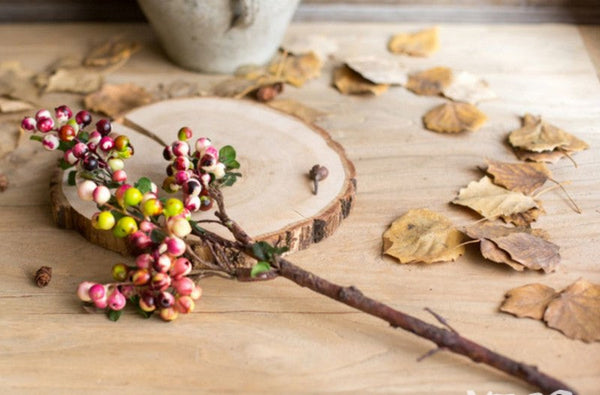 Cranberry Fruit Branch, Flower Arrangement Ideas for Living Room, Unique Artificial Flowers for Home Decoration, Spring Artificial Floral for Bedroom-Grace Painting Crafts