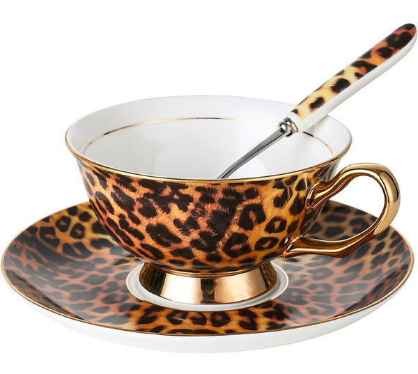 Creative Porcelain Tea Cup Saucer Set, Modern Ceramic Cups, 7.8 oz Ceramic Coffee Cups, Unique Tea Cup and Saucer in Gift Box-Grace Painting Crafts