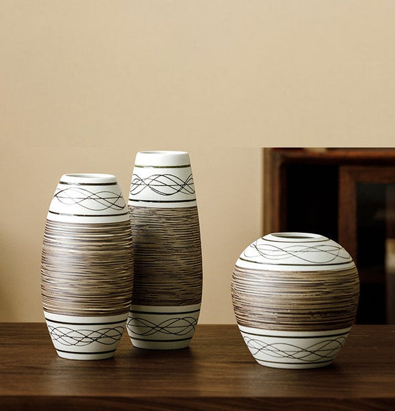 Centerpiece on Dining Table, Handmade Pottery Flower Vases Urn, Large Flower Vase on Table, Modern Bouquet Flower Vases, Water Holding Flower Vases-Grace Painting Crafts