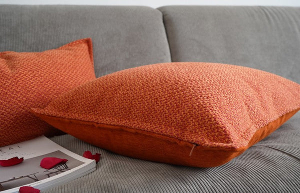 Orange Square Modern Throw Pillows for Couch, Large Contemporary Modern Sofa Pillows, Simple Decorative Throw Pillows, Large Throw Pillow for Interior Design-Grace Painting Crafts