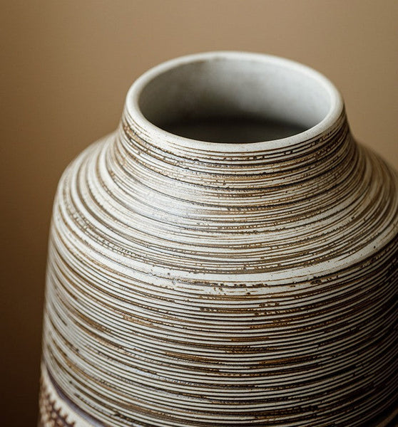 Centerpiece on Dining Table, Handmade Pottery Flower Vases Urn, Modern Bouquet Flower Vases, Water Holding Flower Vases, Large Flower Vase on Table-Grace Painting Crafts