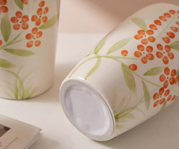 Porcelain Flower Vases, Large Flower Vases on Table, Dining Table Centerpiece, Ceramic Bouquet Vases, Handmade Water Holding Flower Vase-Grace Painting Crafts