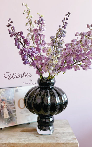 Unique Contemporary Vases for Modern Home Decor, Black Glass Bud Vases, Handmade Liuli Vases, Centerpiece Vases on Table, Black Glaze Vase-Grace Painting Crafts