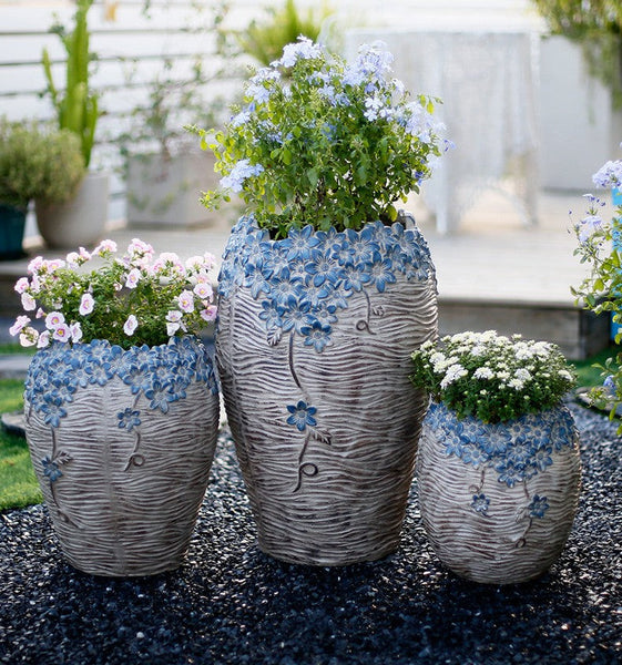 Extra Large Garden Flower Planters, Oversized Garden Flower Pot, Garden Ornaments, Large Resin Gardern Flower Planter, Modern Outdoor Garden Flower Pots-Grace Painting Crafts