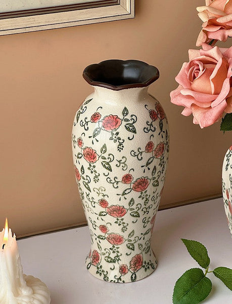 Rustic Porcelain Flower Vases, Handmade Water Holding Flower Vases, Ceramic Bouquet Vases, Tall Flower Vases on Table-Grace Painting Crafts
