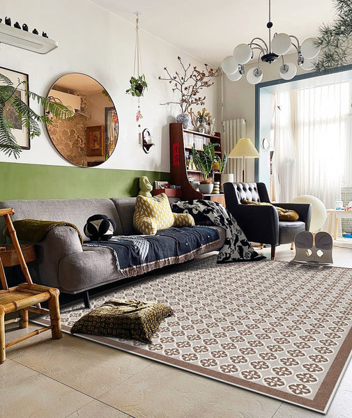 Mid Century Contemporary Modern Rugs for Living Room, Modern Rug Placement Ideas for Dining Room, Large Modern Rugs for Bedroom-Grace Painting Crafts