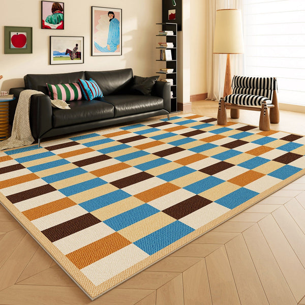 Mid Century Modern Rugs, Modern Living Room Rug Ideas, Geometric Contemporary Area Rugs, Colorful Modern Rugs for Bedroom-Grace Painting Crafts