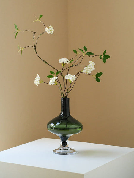 Modern Glass Vase for Flowers, Decorative Glass Vase, Mid Century Glass Vases, Handmade Modern Vases for Bedroom, Centerpiece Contemporary Vases on Table-Grace Painting Crafts