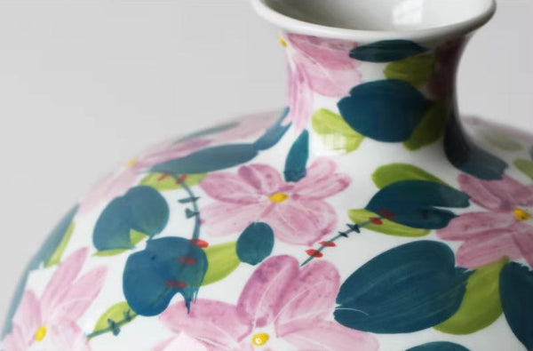 Centerpiece Ceramic Bouquet Vases, Contemporary Vases on Dining Table, Unique Handmade Modern Flower Vase, Large Porcelain Vases for Modern Home Decor-Grace Painting Crafts