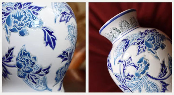 Handmade Flower Vase, Vintage Flower Vases on Dining Table, Porcelain Flower Vases, Centerpiece Ceramic Bouquet Vases-Grace Painting Crafts